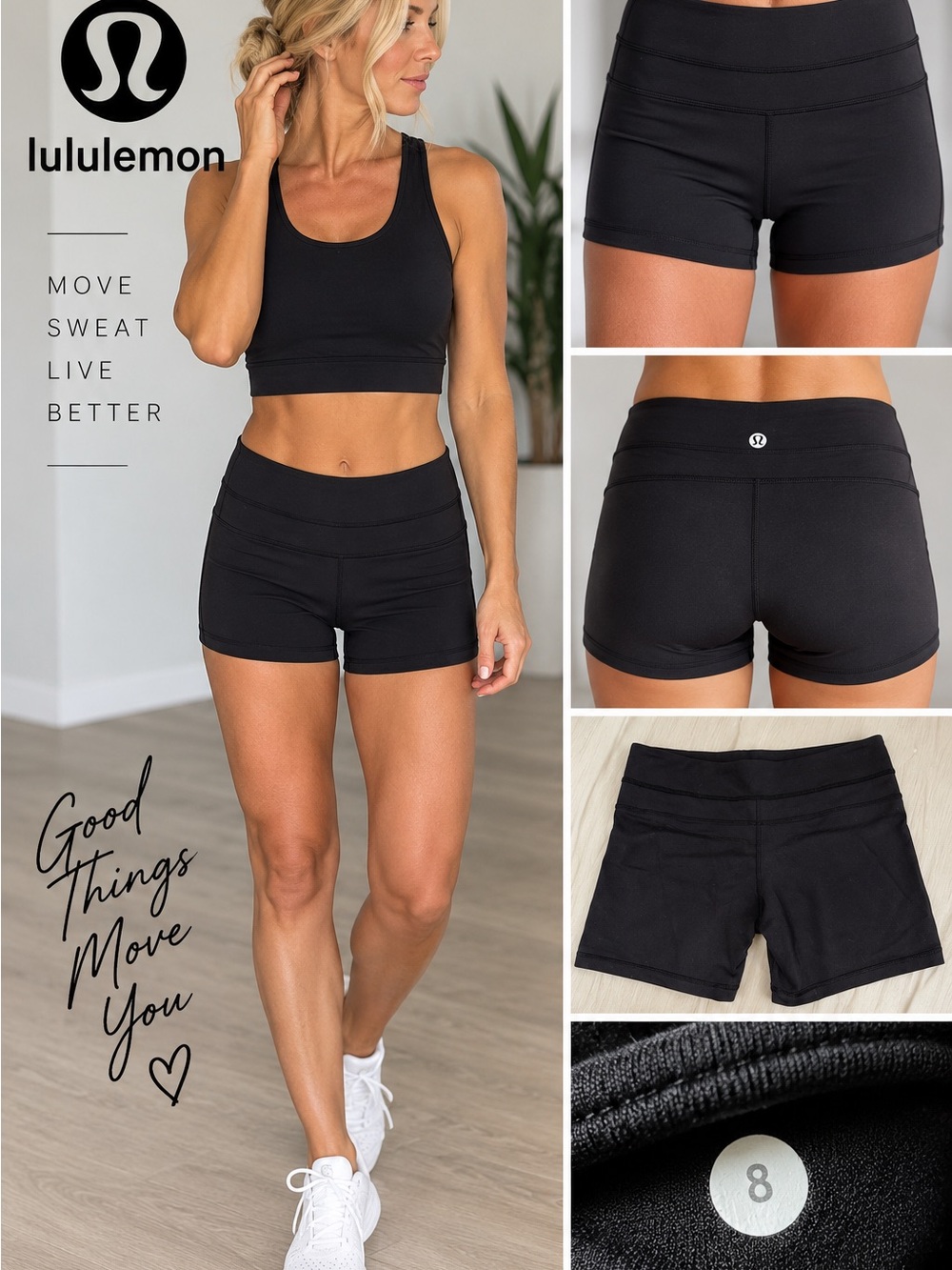 Lululemon Black Fitted Athletic Shorts Size 8